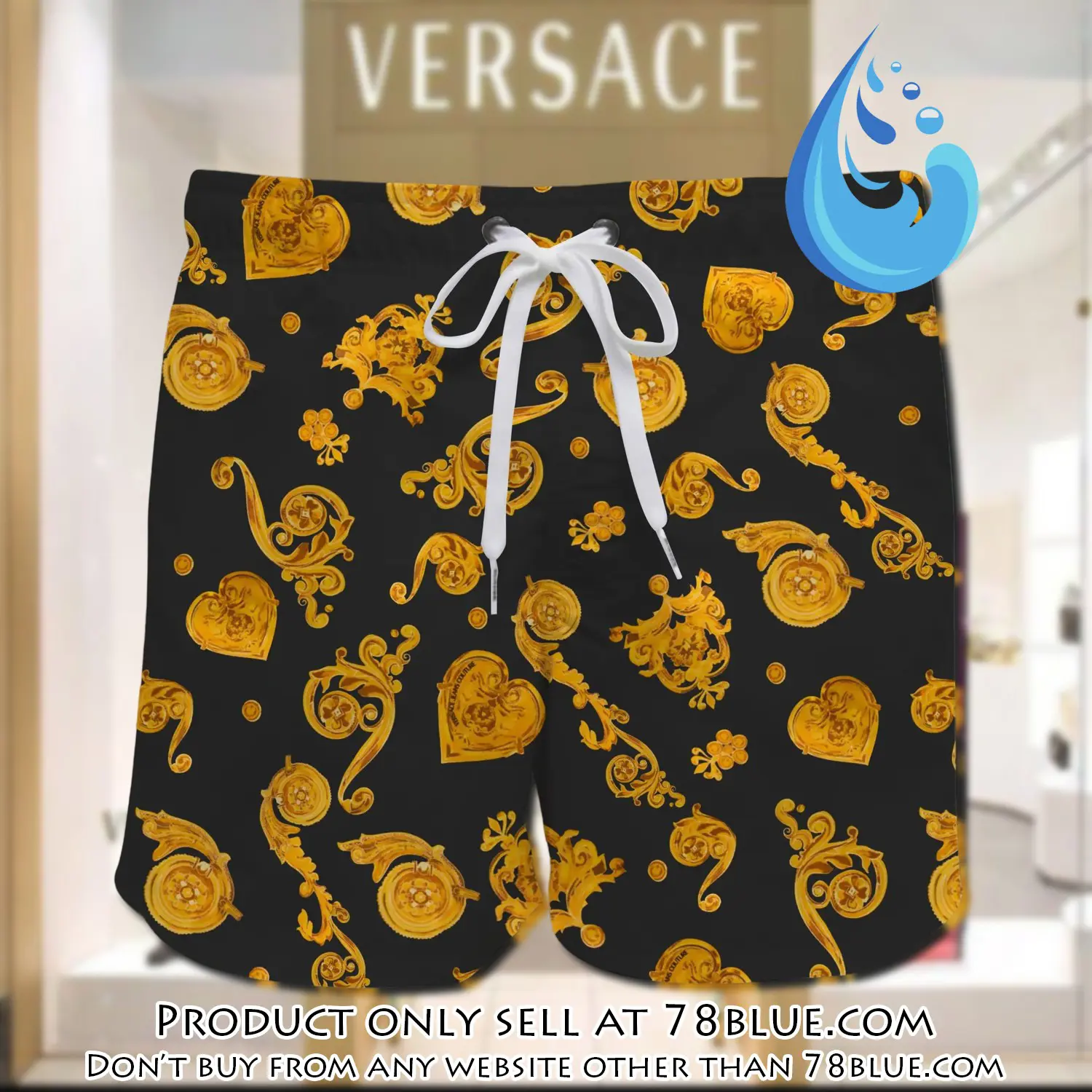 Versace golden black pattern luxury all over print shorts 78b0707206